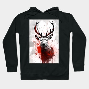 Red Deer Ink Painting Hoodie